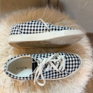 J. Crew Navy and White Gingham Sneakers